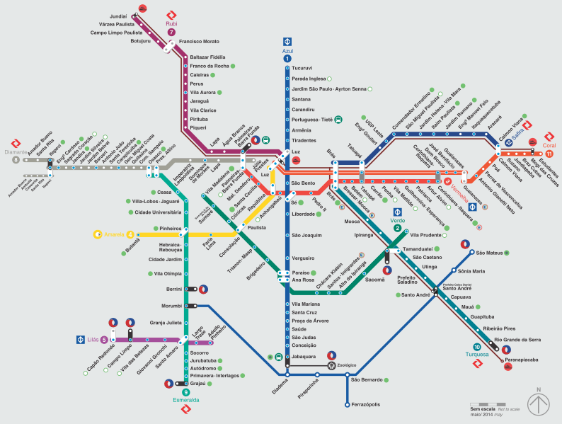 Mapa dos Trens e Metrô de SP. Imagem: Secretaria dos Transportes Metropolitanos