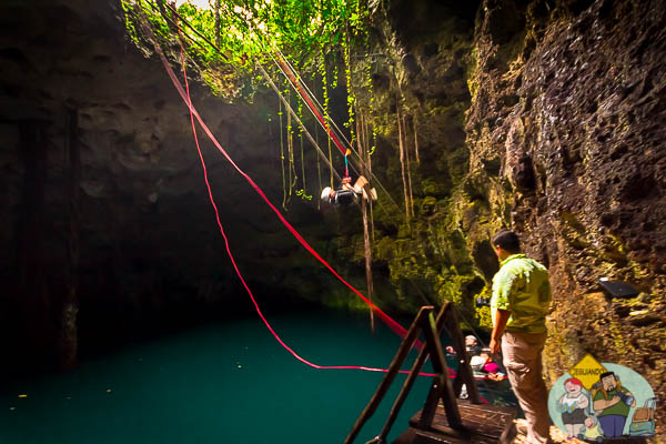 Descida assistida ao cenote da terra. Imagem: Erik Araújo